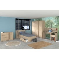 Kinderkamer Tokio: bed 90x200 met lades, kleerkast, commode, bureau