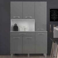 Buffetkast Eko met 6 deuren & 1 lade - hoogglans grijs
