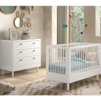 Babykamer Forrest: babybed 60x120cm, commode - wit beukenhout