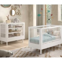 Babykamer Forrest: babybed 60x120cm, verzorgingstafel - wit beukenhout