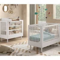 Babykamer Forrest: babybed 60x120cm, verzorgingstafel met luierplank - wit beukenhout