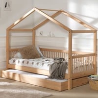 Huisbed Forrest 90x200cm met rolbed - massief beukenhout 