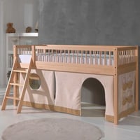 Halfhoogslaper Forrest 90x200cm met bedtent - massief beukenhout 