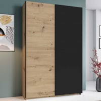 Kledingkast Belfast - 125x38x195cm - 2 deuren - sonoma eikdecor/zwart