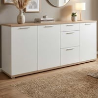 Dressoir Tosun 192cm met 3 deuren & 3 lades - wit/eik