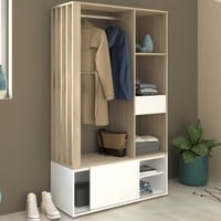 Garderobe Ghislain 1 deur & 1 lade - Japanse eik/wit