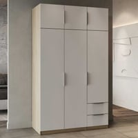 Kledingkast Spectre 120cm 6 deuren & 2 lades - mat wit/eik