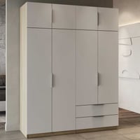 Kledingkast Spectre 157cm 8 deuren & 2 lades - mat wit/eikdecor
