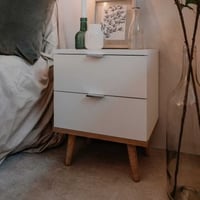 Nachtkastje Göteborg 40cm 2 lades - wit 