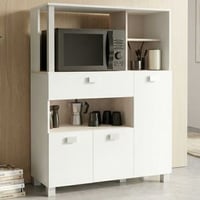 Microgolfkast Basiel-mat wit/acacia