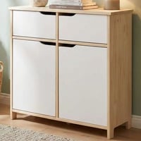 Commode Eidur 80cm 2 deuren & 2 lades - dennenhout/wit 