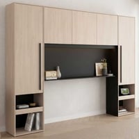 Bedbrug Ponte 265cm met twee nachttafeltjes en LED-verlichting - eikdecor/zwart