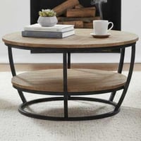 Salontafel Jambi - Ø87x44cm - metaal/mangohout