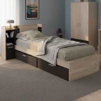 Bed Liva 90 x 190 cm-Kronberg eik/matzwart