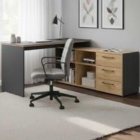 Hoekbureau Robert met kast - antraciet/eik