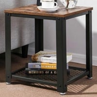 Bijzettafeltje Bill 45x45 1 legplank - rustiek bruin/zwart