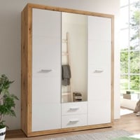 Kledingkast Storck 151cm 3 deuren & 2 lades & spiegel - artisan eik/wit 