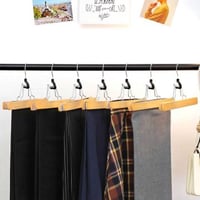 12Pc Houten Broekenhangers Antislip Chroomhaak 360-graden Roterend