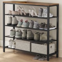 Schoenenrek Brad 4 legplanken - rustiek bruin/zwart