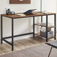 Computerbureau, 2 Planken, Stalen Frame, Industrieel, Rustiek Bruin/Zwart