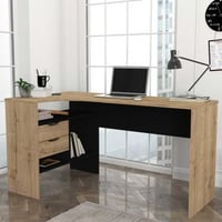 Bureau Lola - 145x49x76cm - met opbergruimte - eikdecor/zwart