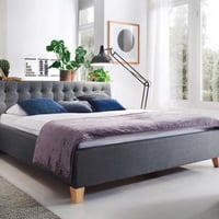 Gestoffeerd bed Camille 180x200 - grijs 