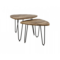 Set van 2 salontafels Dexter driehoek – mangohout/ijzer