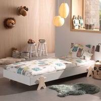 Kinderbed Modulo Smiley 90x200 stapelbaar - wit/dennenhout