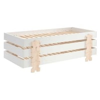 Kinderbed Modulo Puzzle 90x200 stapelbaar set van 3 - wit/dennenhout