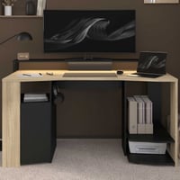 Bureau Meta - 152x61x87cm - met ledverlichting - eikdecor/zwart