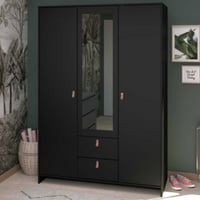 Kledingkast Minty 137cm, 3 deuren & 2 lades - zwart