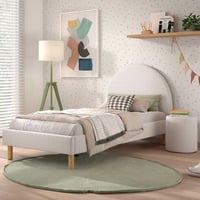 Gestoffeerd bed Maeva 90x200cm met nachttafeltje - witte bouclé stof
