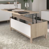 Salontafel Morpheus - 100x50x44-65cm - met opbergruimte - eikdecor/wit