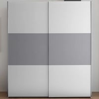 Kledingkast Marini - 215x59x210cm - 2 deuren - wit/grijs