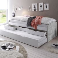 Kajuitbed Nasri 90x200 met bedlade - beton/wit 