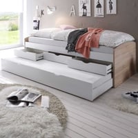 Kajuitbed Nasri 90x200 met bedlade - sonoma eik/wit 