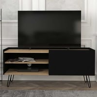 Tv-meubel Nina - 140x42x59cm - met opbergruimte - eikdecor/zwart