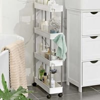 Kunststof opbergmeubel op wieltjes met 4 niveaus voor keuken/badkamer