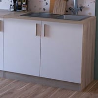 Gootsteenonderkast Romanie 100 cm-2 draaideuren en 1 legplank-Kronberg eik/mat wit