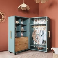 Kindervestiaire Mini Malle | 69,6 x 64,6 x 112,4 cm | Turquoise