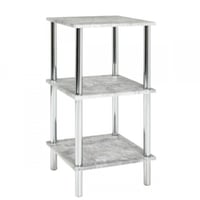 Rek Wilko 39cm, 3 legplanken - chroom/beton decor
