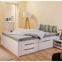 Tweepersoonsbed Efetivo 180x200cm met opbergruimte - wit