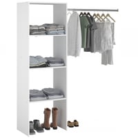 Kledingkast Botan B - 160cm, 3 legplanken & 1 kledingroede - wit