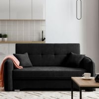 Tweezitbank met slaapfunctie Laina | 155 x 105 x 75 cm | Zwart
