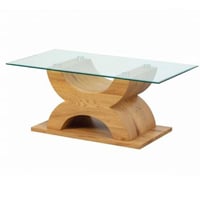 Salontafel Xhadas 110cm - glas/eik