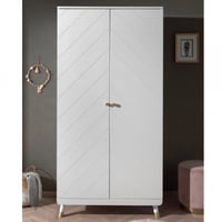Kledingkast Billy 2 deuren MDF - wit/goud