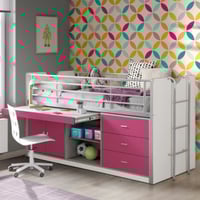 Halfhoogslaper met bureau Bonny 95 - fuchsia