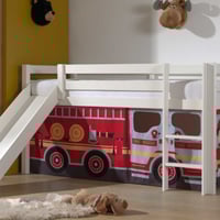Halfhoogslaper met glijbaan Astrid met bedtent Fire Truck - wit