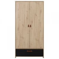 Kledingkast Liam 102cm met 2 deuren & 1 lade - artisan eik