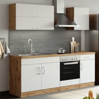 Kitchenette Sorrella 210cm met inbouwoven - wit/eik